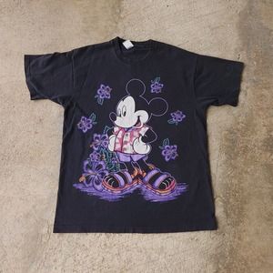 Vtg Mickey Mouse Unlimited Jerry Leigh Disney Hawaiian USA One Size/L Tee